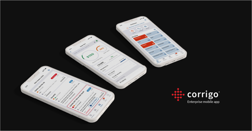 The Corrigo enterprise mobile app available in the app store and the play store helps facility managers operate on-the-go.